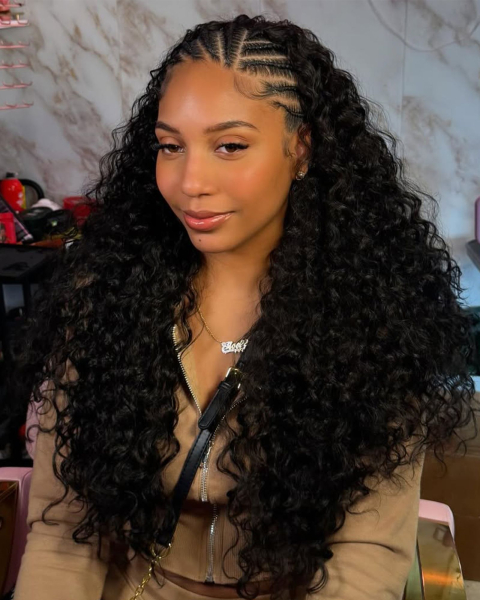 Curly Fulani braids