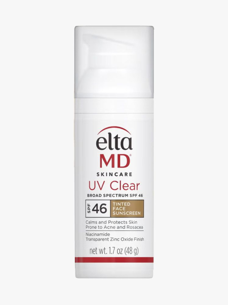 EltaMD UV Clear Broad-Spectrum SPF 46 - Tinted in branded component on a light gray background