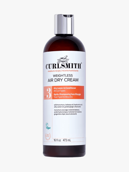 Curlsmith Weightless Air Dry Cream in branded component on a light gray background
