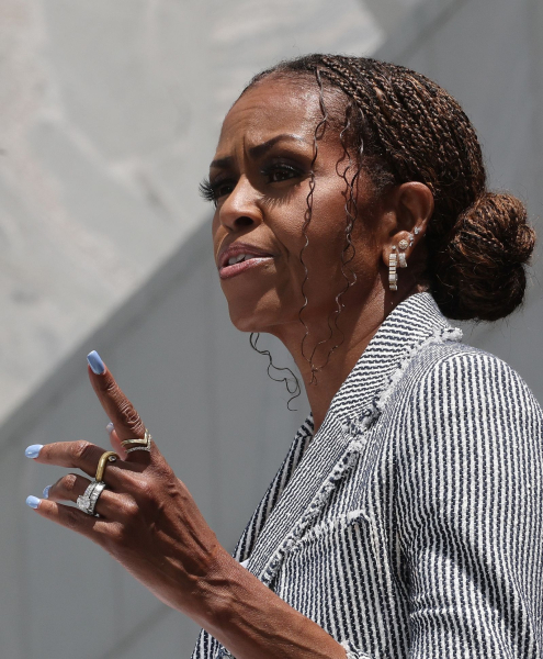 Michelle Obama speaks during the dedication ceremony for the opening of the Barack Obama Presidential Center